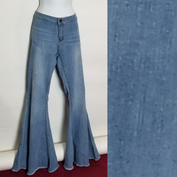 Bell Bottom Wide Leg Medium Wash Jeans - Picture 6 of 8